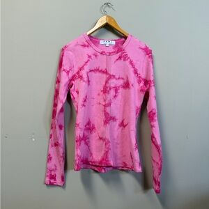 Proenza Schouler White Label (PSWL) long sleeve ribbed tie-dye shirt in pink